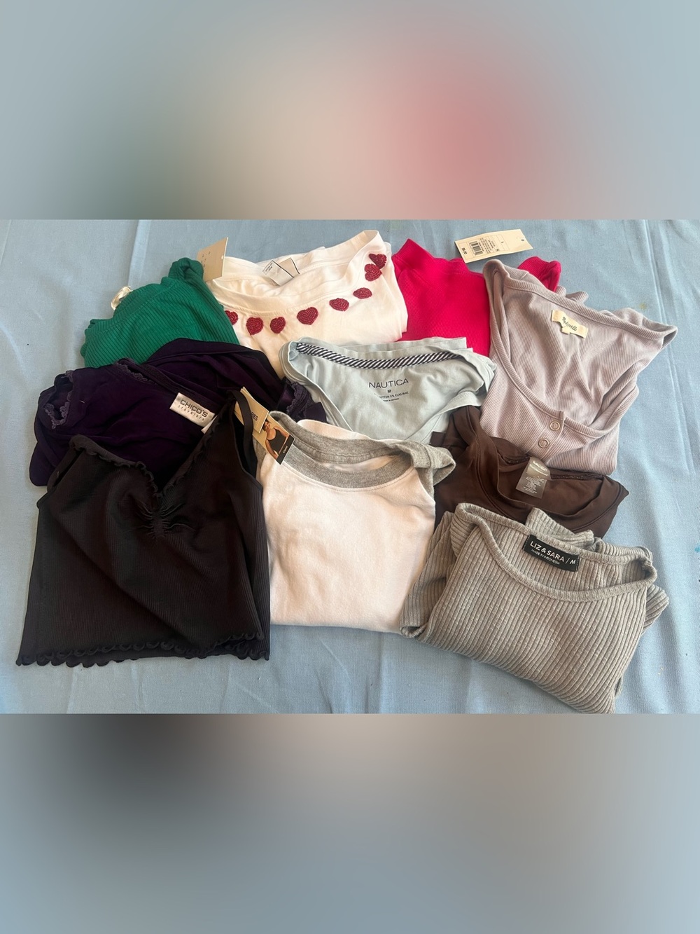 Lot 10 Tops M/L 3 NWT Madewell Hollister A New Day Chicos Liz & Sara Sunday Best